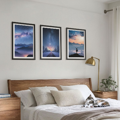 Zidna galerija Noćno nebo planine magla jelen