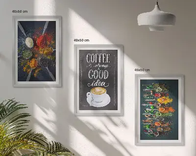 Zidna galerija sa motivima začina, kave, bilja i uzoraka