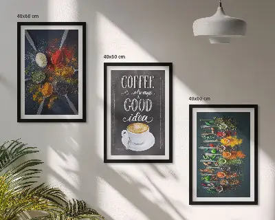 Zidna galerija sa motivima začina, kave, bilja i uzoraka