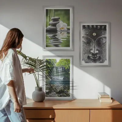 Zidna galerija motiv vodenog Bude s harmonijskim kamenjem