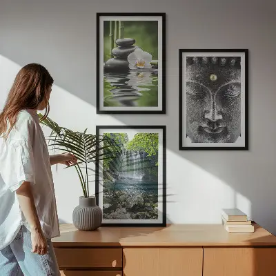 Zidna galerija motiv vodenog Bude s harmonijskim kamenjem