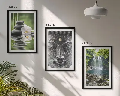 Zidna galerija motiv vodenog Bude s harmonijskim kamenjem