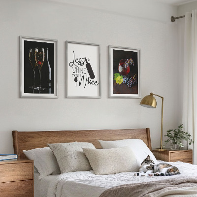 Set 3 slike u okviru Čaše vina s grožđem i natpisom