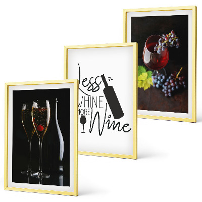 Set 3 slike u okviru Čaše vina s grožđem i natpisom