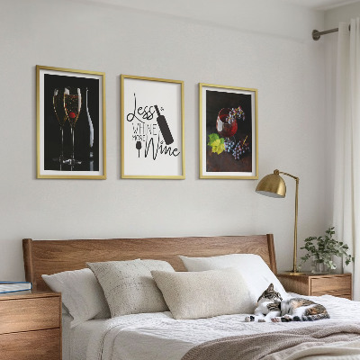 Set 3 slike u okviru Čaše vina s grožđem i natpisom
