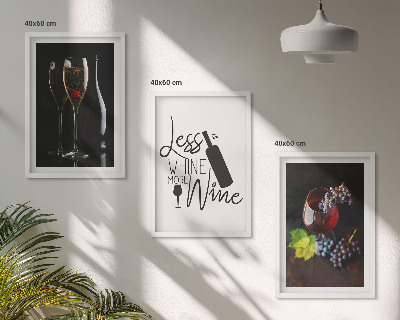 Set 3 slike u okviru Čaše vina s grožđem i natpisom