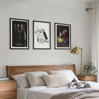 Set 3 slike u okviru Čaše vina s grožđem i natpisom