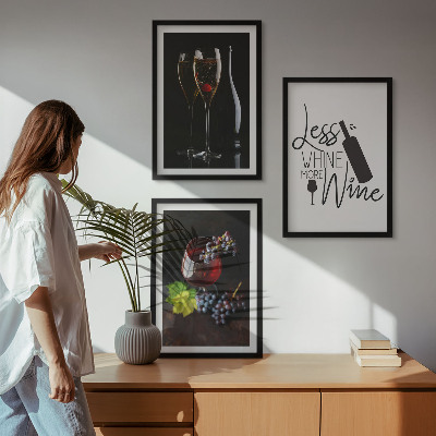 Set 3 slike u okviru Čaše vina s grožđem i natpisom