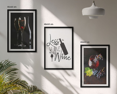 Set 3 slike u okviru Čaše vina s grožđem i natpisom