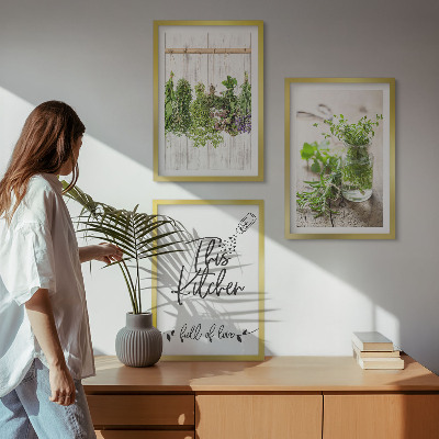 Zidna galerija Tema kuhinje sa sušenim začinskim biljem