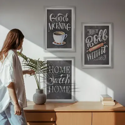 Set 3 slike s motivima kućne kuhinje u okviru