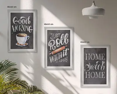 Set 3 slike s motivima kućne kuhinje u okviru