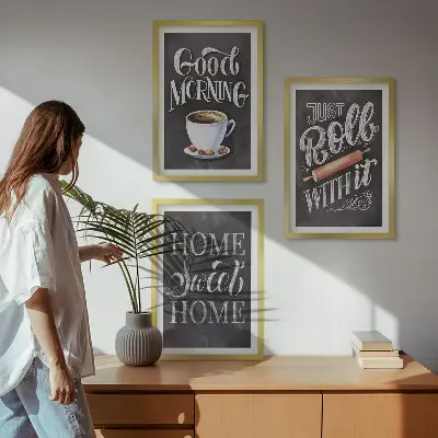 Set 3 slike s motivima kućne kuhinje u okviru