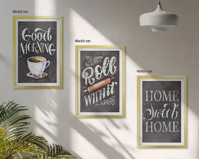 Set 3 slike s motivima kućne kuhinje u okviru