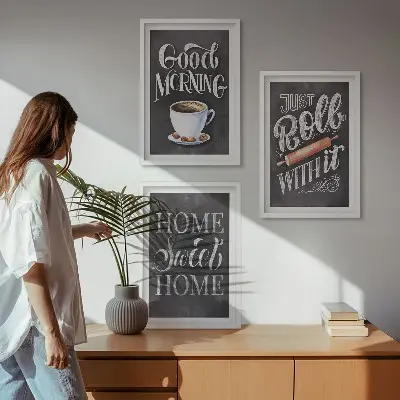 Set 3 slike s motivima kućne kuhinje u okviru