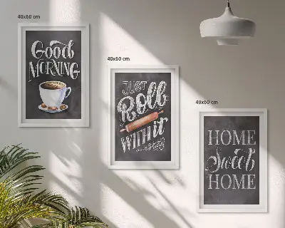 Set 3 slike s motivima kućne kuhinje u okviru