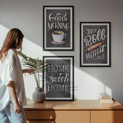Set 3 slike s motivima kućne kuhinje u okviru