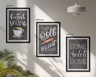 Set 3 slike s motivima kućne kuhinje u okviru