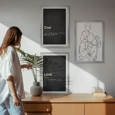 Zidna galerija obiteljska linearna umjetnost s motivom očinske ljubavi