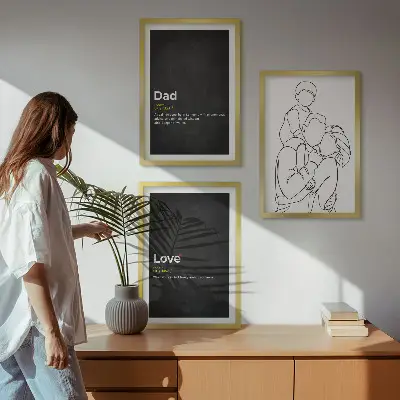 Zidna galerija obiteljska linearna umjetnost s motivom očinske ljubavi