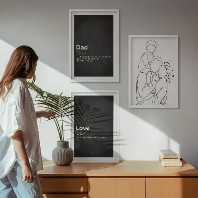 Zidna galerija obiteljska linearna umjetnost s motivom očinske ljubavi