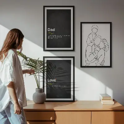 Zidna galerija obiteljska linearna umjetnost s motivom očinske ljubavi
