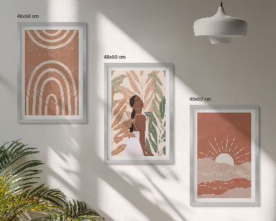 Set 3 slike u okviru Apstraktni oblici u boho stilu