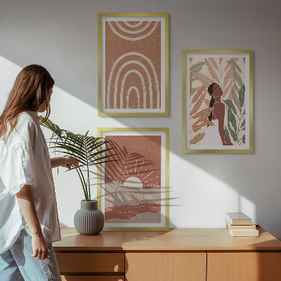 Set 3 slike u okviru Apstraktni oblici u boho stilu