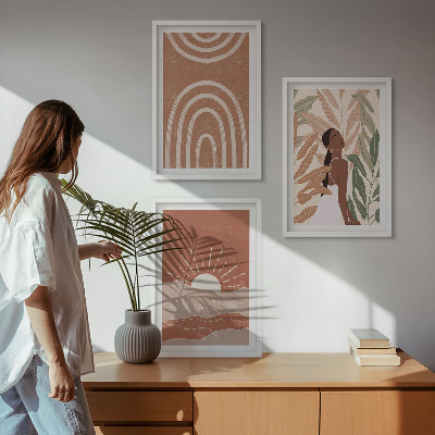 Set 3 slike u okviru Apstraktni oblici u boho stilu