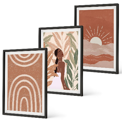 Set 3 slike u okviru Apstraktni oblici u boho stilu
