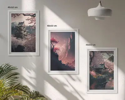 Fantastični krajolici japanskih planina triptih u okviru