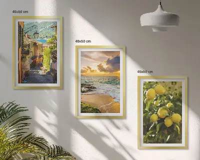 Zidna galerija ulice, more, plaža i stabla citrusa