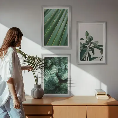 Estetsko tropsko lišće set od 3 slike u okviru