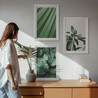 Estetsko tropsko lišće set od 3 slike u okviru