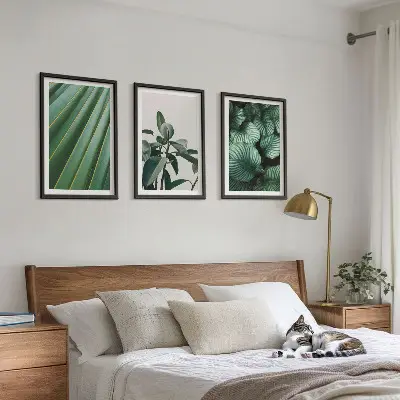 Estetsko tropsko lišće set od 3 slike u okviru