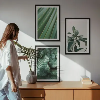 Estetsko tropsko lišće set od 3 slike u okviru