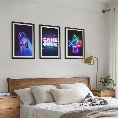 Zidna galerija gamepadi s motivom Game Over