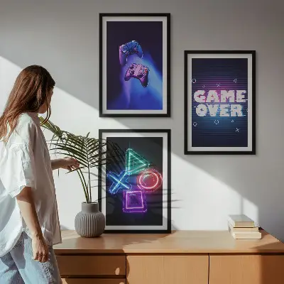 Zidna galerija gamepadi s motivom Game Over
