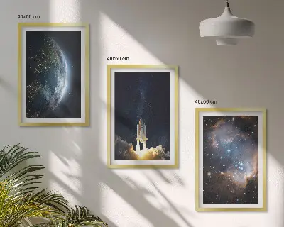 Zidna galerija s motivom svemira, Zemlje, rakete i galaksije