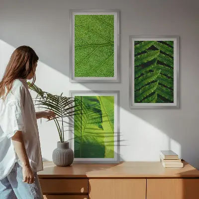 Makro fotografija tropskog lišća triptih u okviru