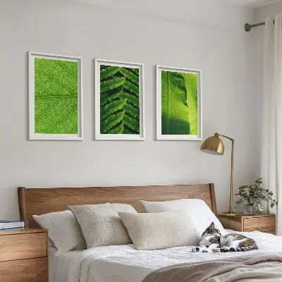 Makro fotografija tropskog lišća triptih u okviru