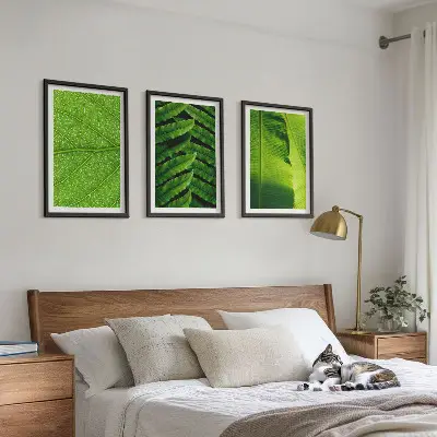 Makro fotografija tropskog lišća triptih u okviru