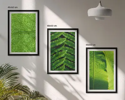 Makro fotografija tropskog lišća triptih u okviru