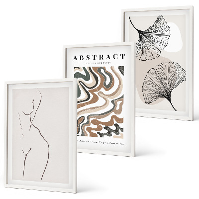 Set 3 slike u okviru Apstraktni boho uzorci oblika