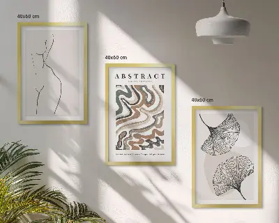 Apstraktni boho uzorci oblika set od 3 slike u okviru