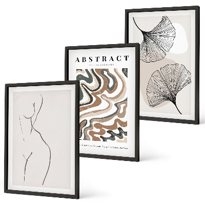 Set 3 slike u okviru Apstraktni boho uzorci oblika