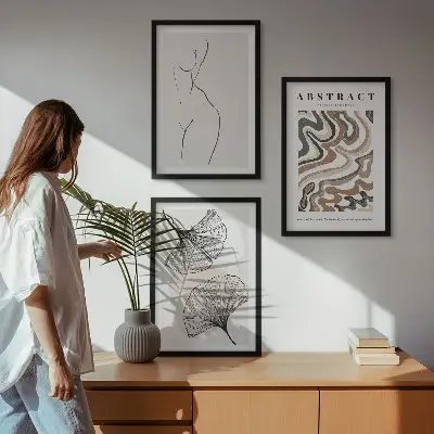 Apstraktni boho uzorci oblika set od 3 slike u okviru