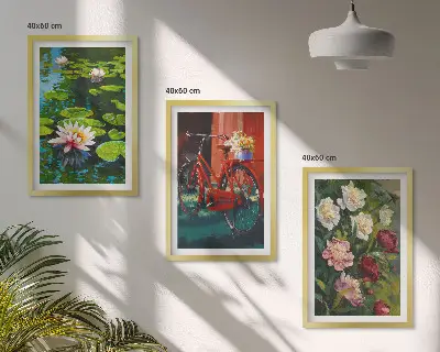 Zidna galerija ljiljani u vrtu sa šarenim cvijećem