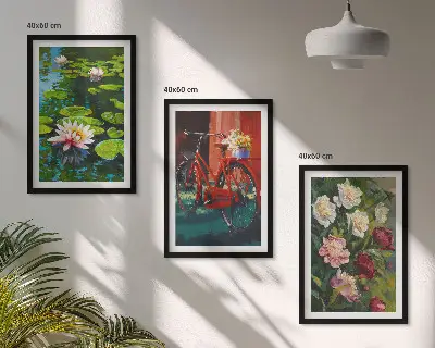 Zidna galerija ljiljani u vrtu sa šarenim cvijećem