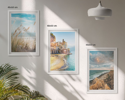 Set 3 slike u okviru Krajolici plaža litice grad